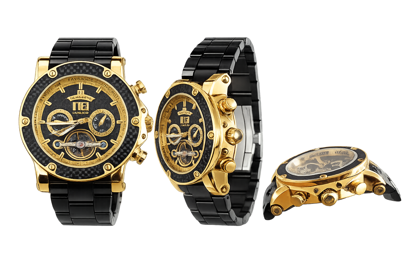 Reloj Eelegante Hombre Lanscotte Acero inoxidable Negro y Dorado poco uso